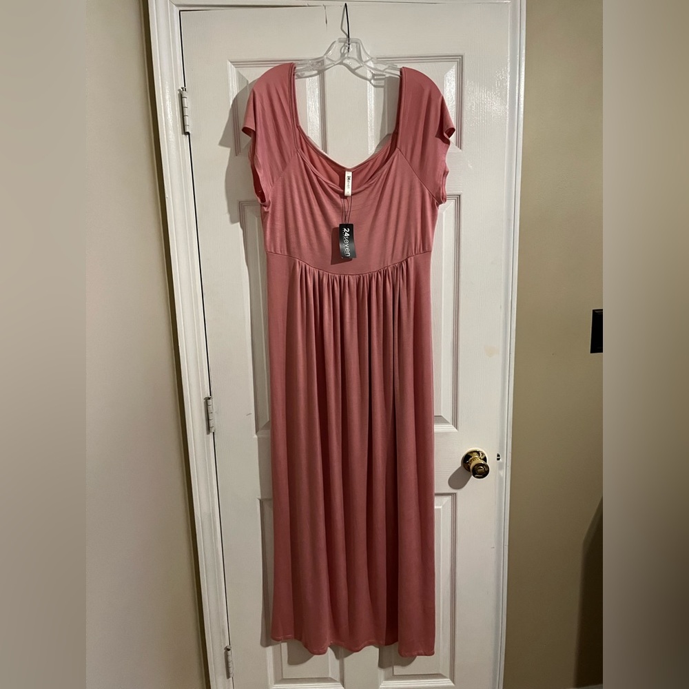 24 Seven Rose Pink Maxi Dress Size 1X